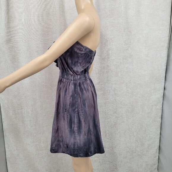 Sweet Love Y2K  Gray Tie Dye Strapless Ruffle Dress Grunge Whimsigoth - Picture 5 of 9